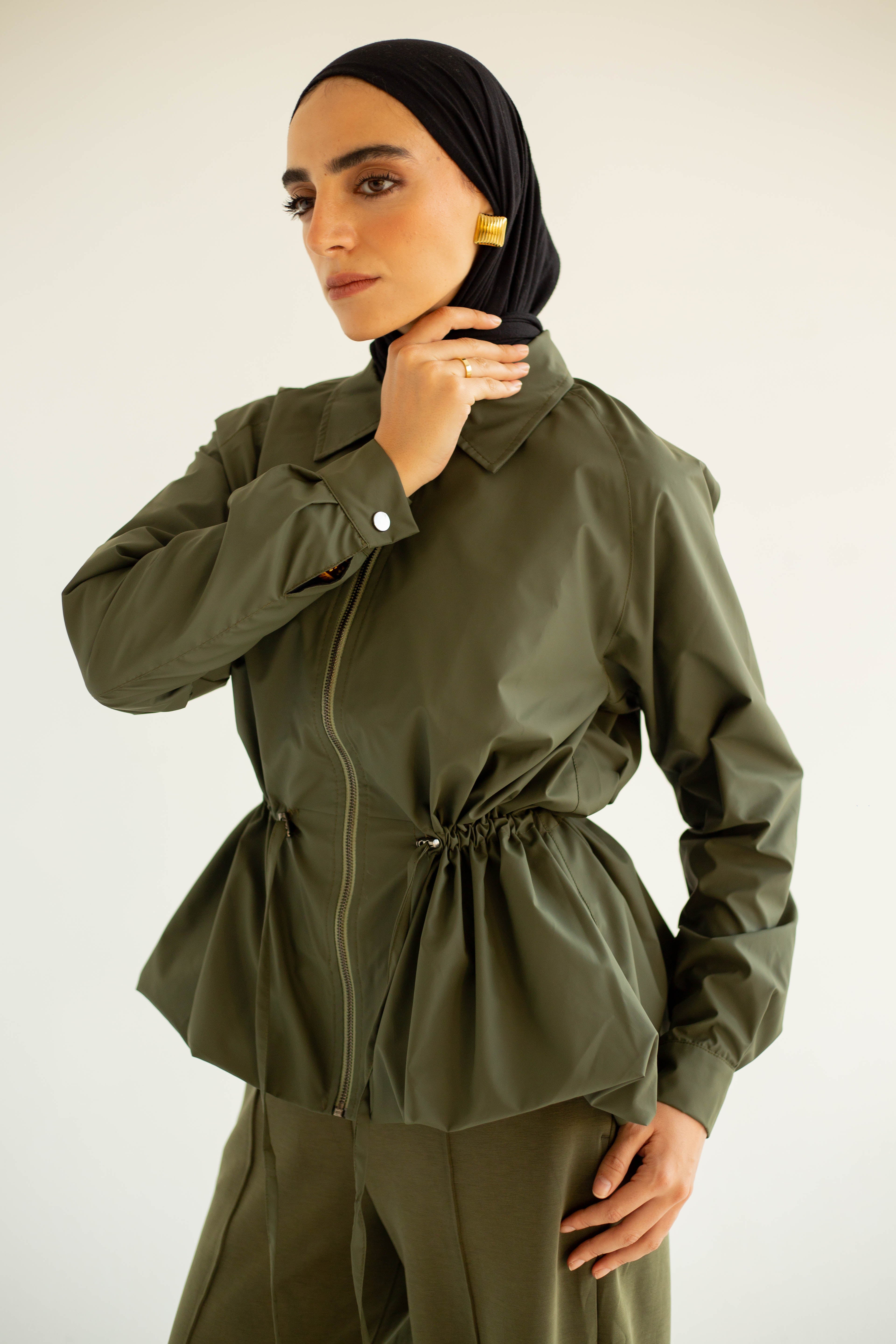 Olive Balloon Jacket
