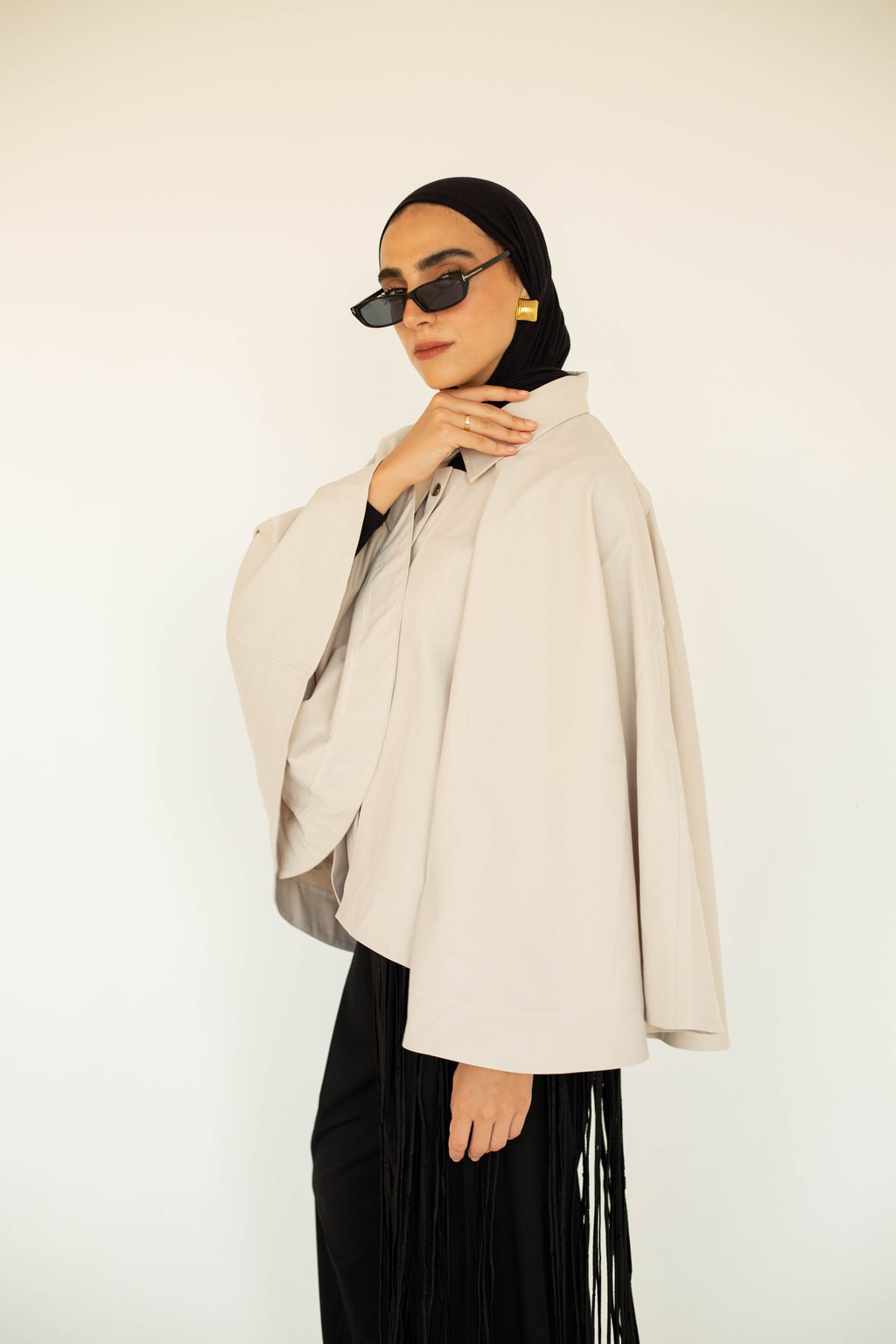 Beige Button Cape