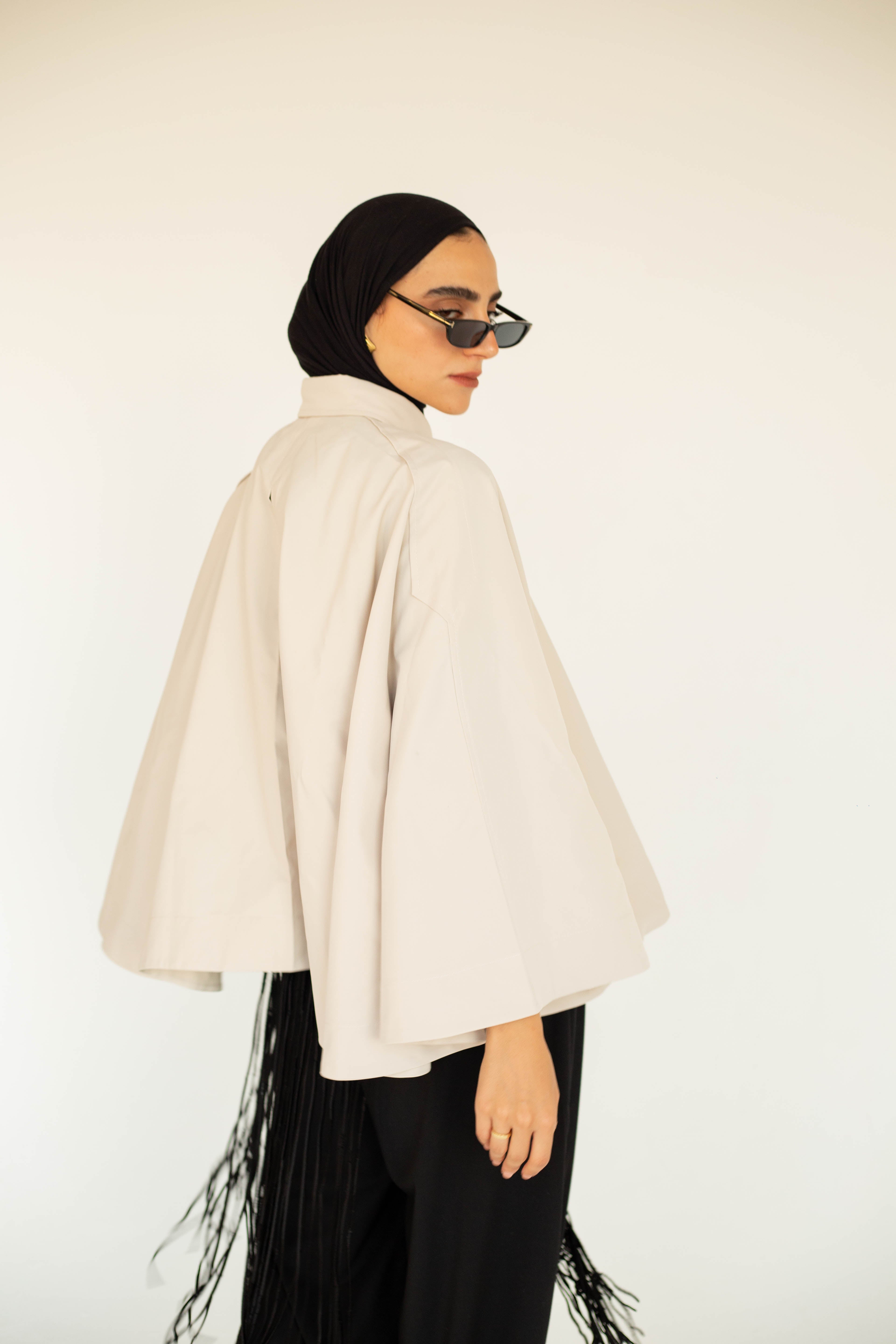 Beige Button Cape